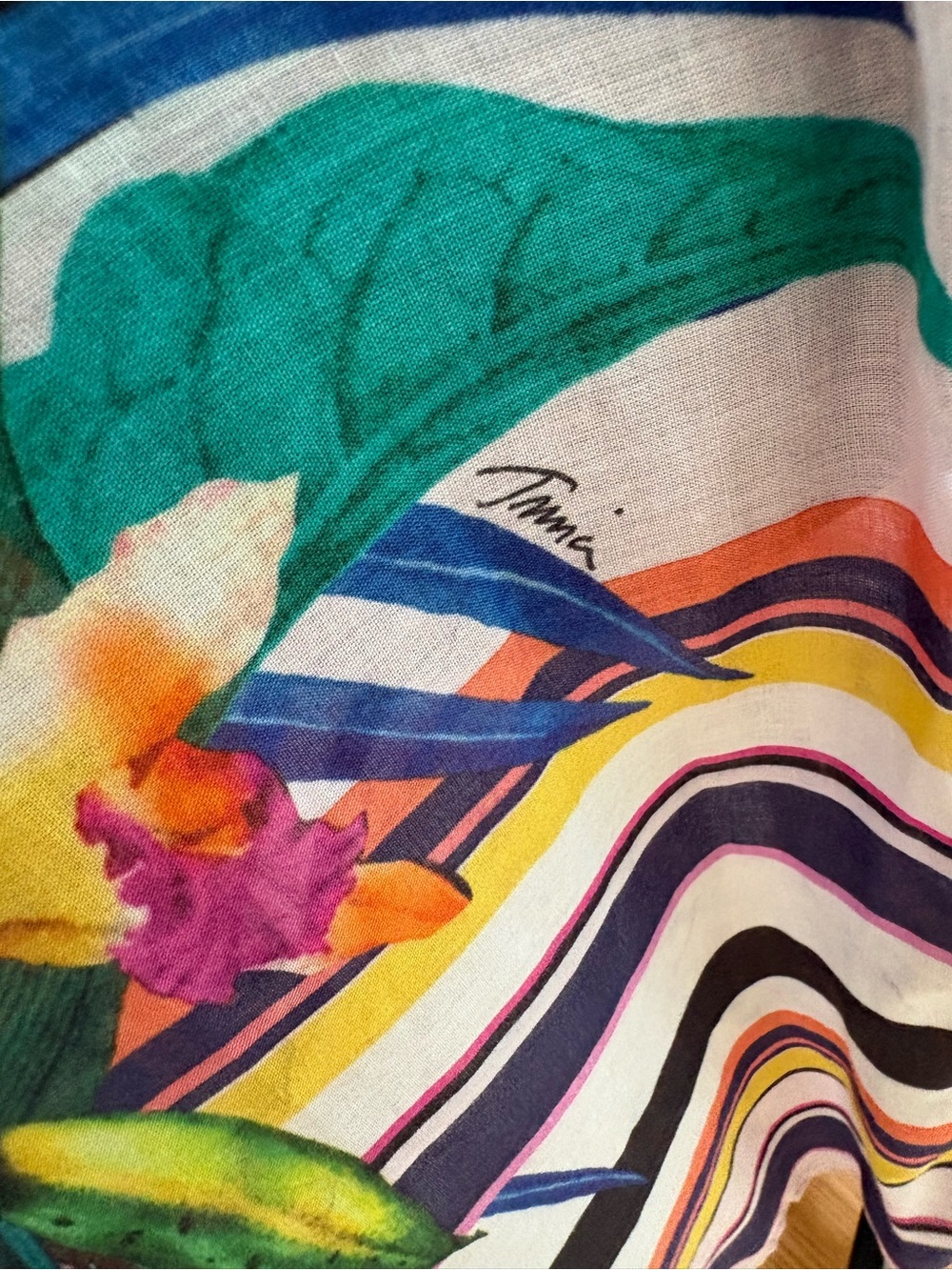 Trina Turk Rayon Bright Tropical Tunic Top Sz L - Picture 6 of 12